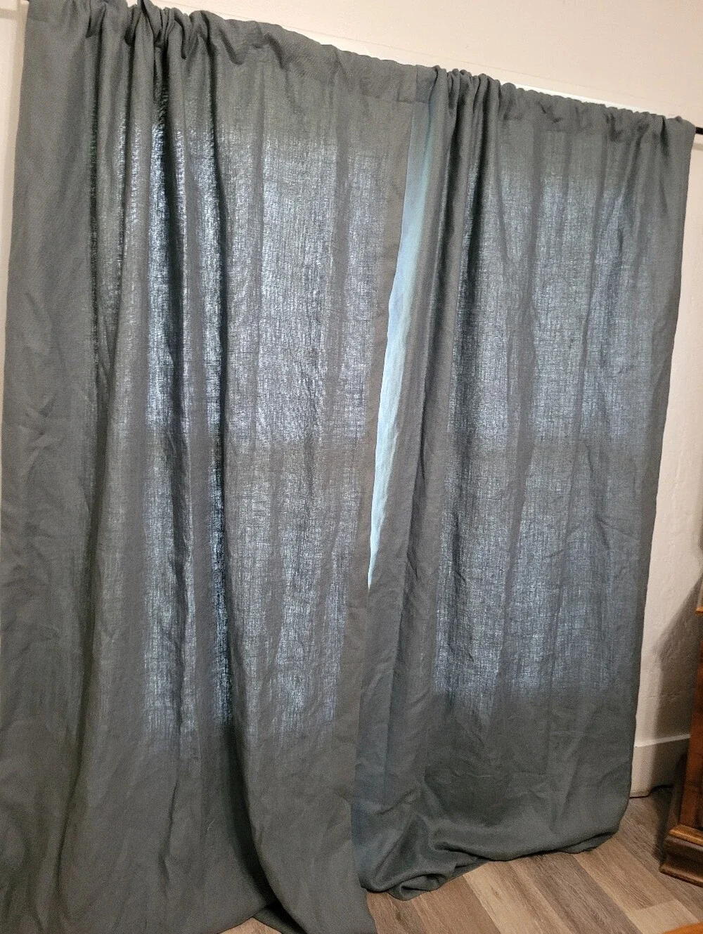 Restoration Hardware Belgian Linen Drapery  Pannels French Blue 50x96 Rod Pocket